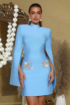 Lark Sky Blue Diamond Bandage Mini Dress