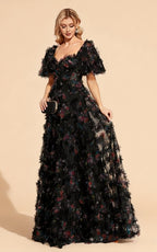 Lena Black Backless Floral Maxi Dress