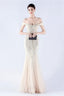 Lennon Apricot Sequin Tulle Maxi Evening Dress