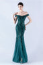 Lennon Dark Green Sequin Tulle Maxi Evening Dress
