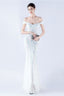 Lennon White Sequin Tulle Maxi Evening Dress