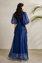 Lennox Navy Blue Floral Mesh Maxi Dress