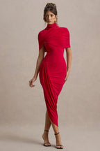 Leonard Red Backless Shawl Maxi Dress