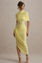 Leonard Yellow Backless Shawl Maxi Dress