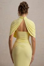 Leonard Yellow Backless Shawl Maxi Dress