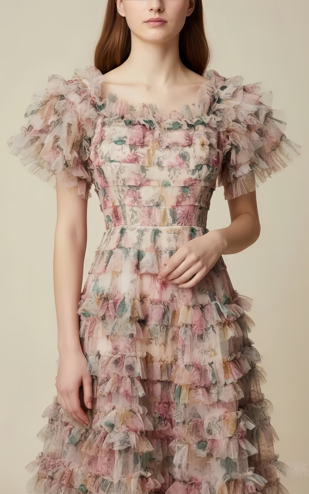 Liam Floral Tiered Ruffle Midi Dress