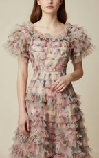 Liam Floral Tiered Ruffle Midi Dress