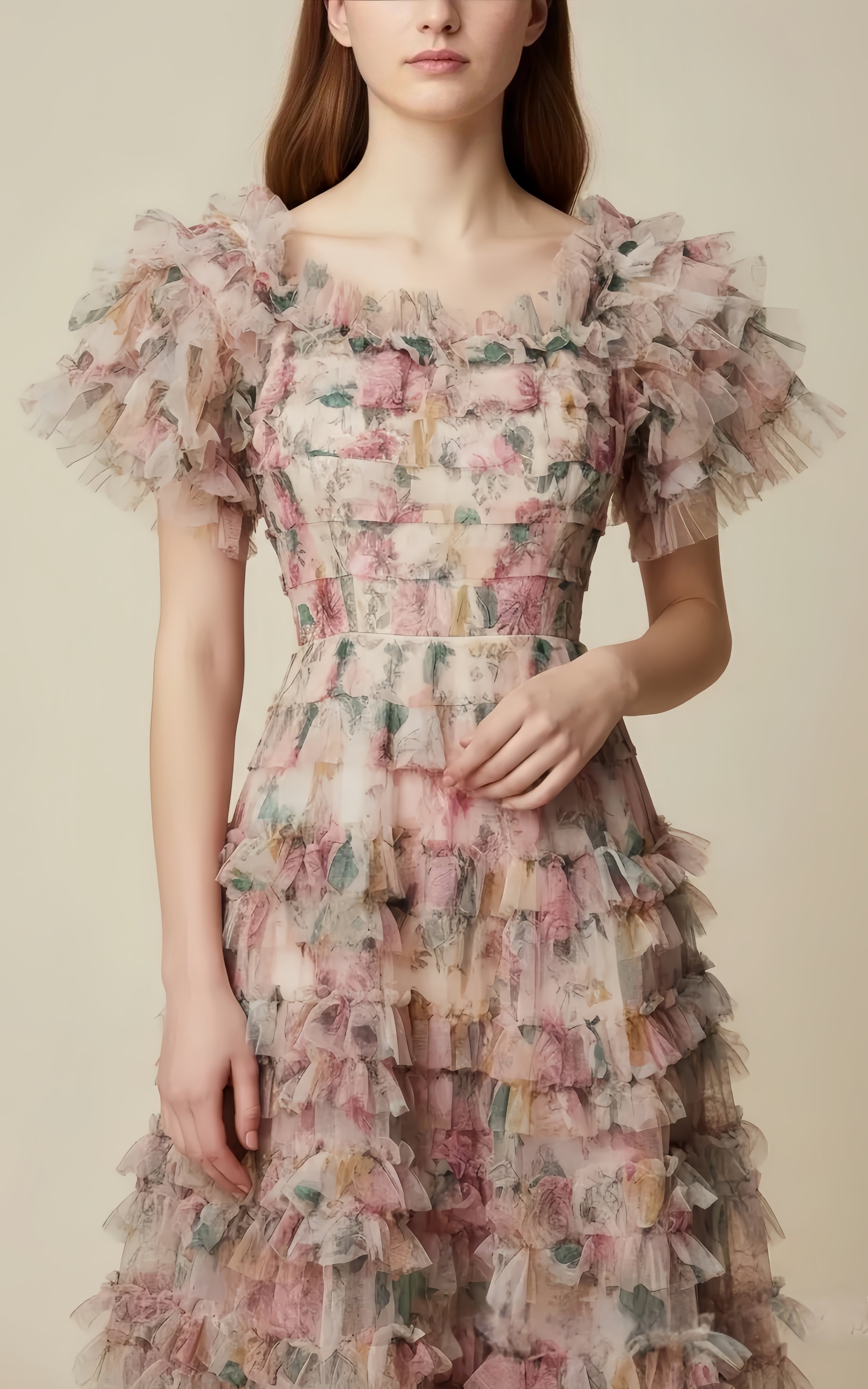 Liam Floral Tiered Ruffle Midi Dress