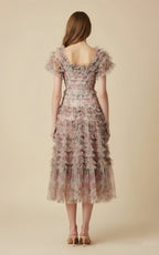 Liam Floral Tiered Ruffle Midi Dress