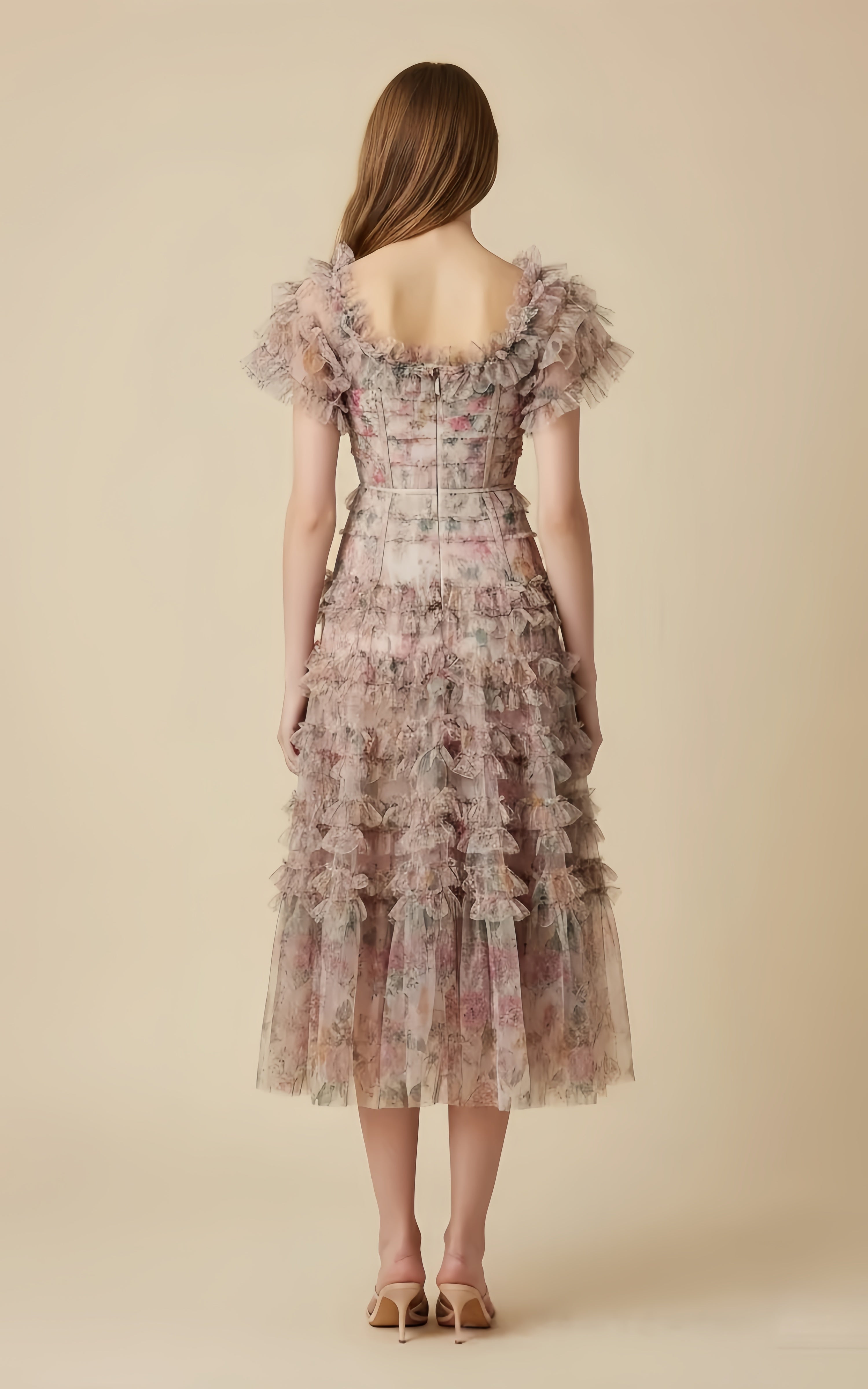 Liam Floral Tiered Ruffle Midi Dress