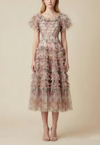 Liam Floral Tiered Ruffle Midi Dress