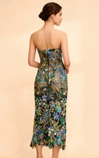 Livia Green Embroidered Strapless Maxi Dress