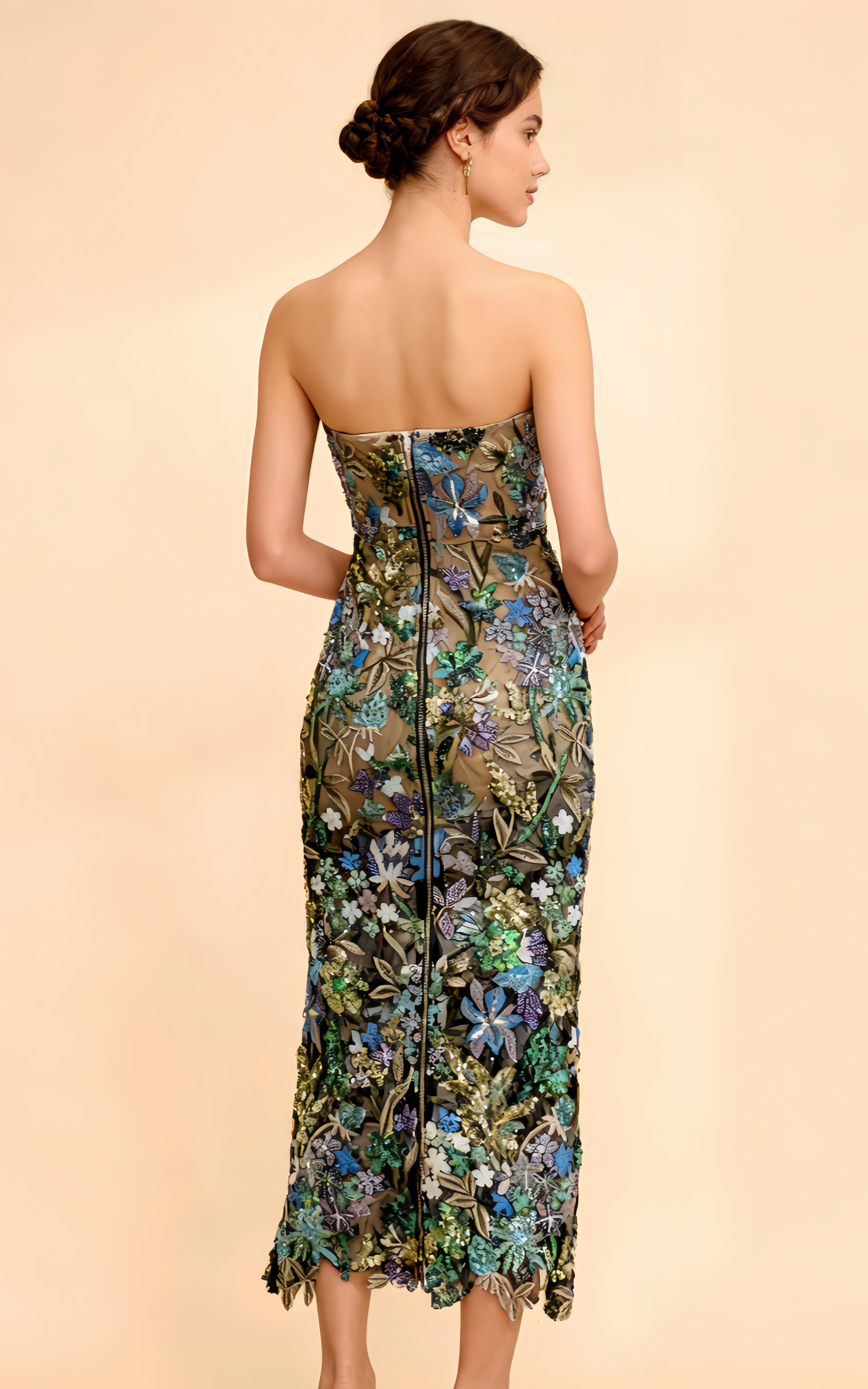 Livia Green Embroidered Strapless Maxi Dress