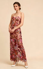 Livia Red Embroidered Strapless Maxi Dress