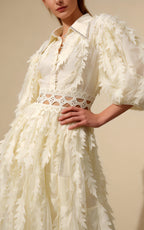 Lola Beige Diamond Feather Tassel Maxi Dress