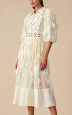Lola Beige Diamond Feather Tassel Maxi Dress