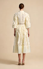 Lola Beige Diamond Feather Tassel Maxi Dress