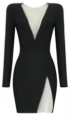 Lucia Black Mesh Diamond Bandage Mini Dress