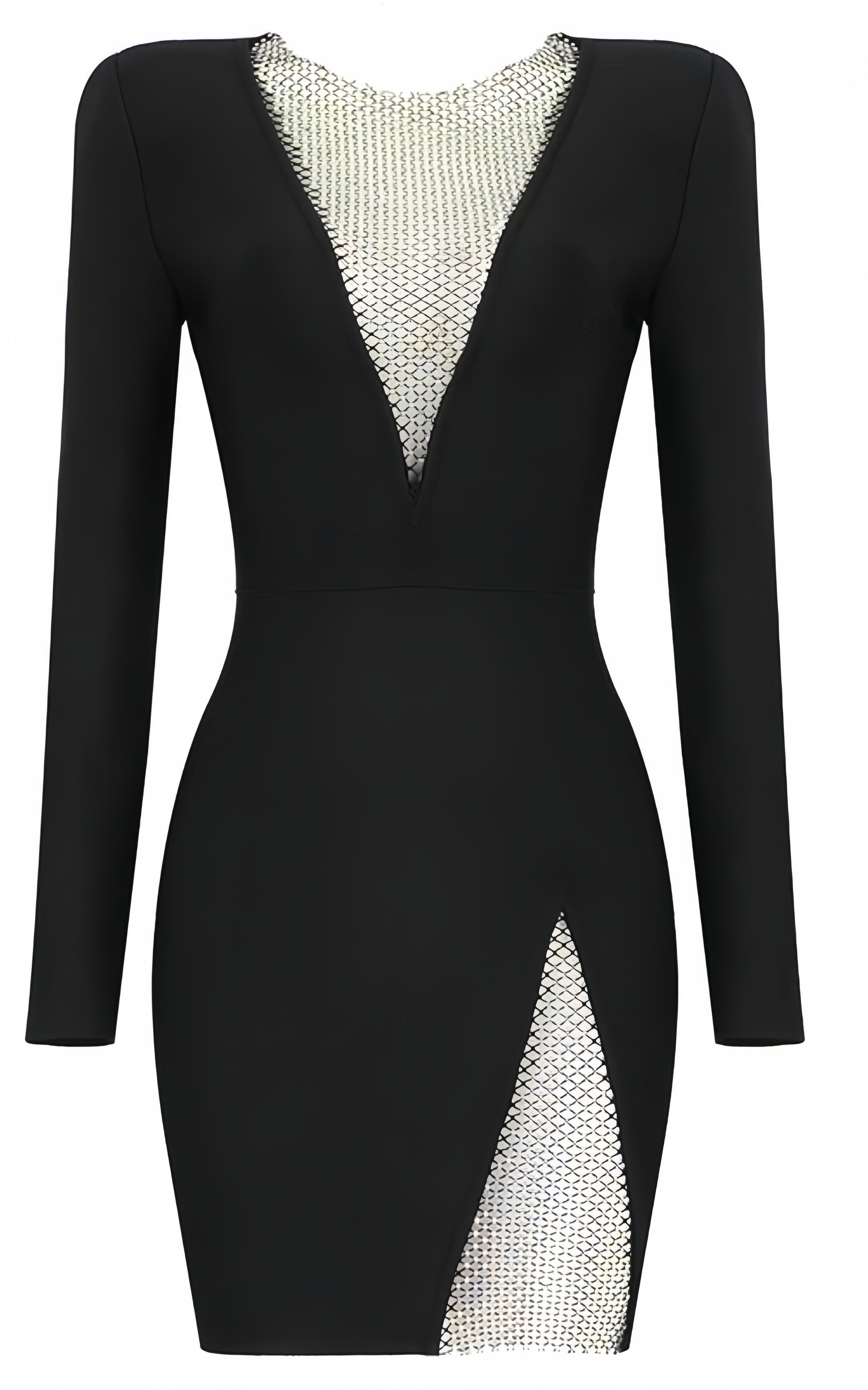 Lucia Black Mesh Diamond Bandage Mini Dress