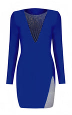 Lucia Blue Mesh Diamond Bandage Mini Dress