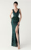 Lyla Forest Green Sequin Feather Embellishment Evening Dress