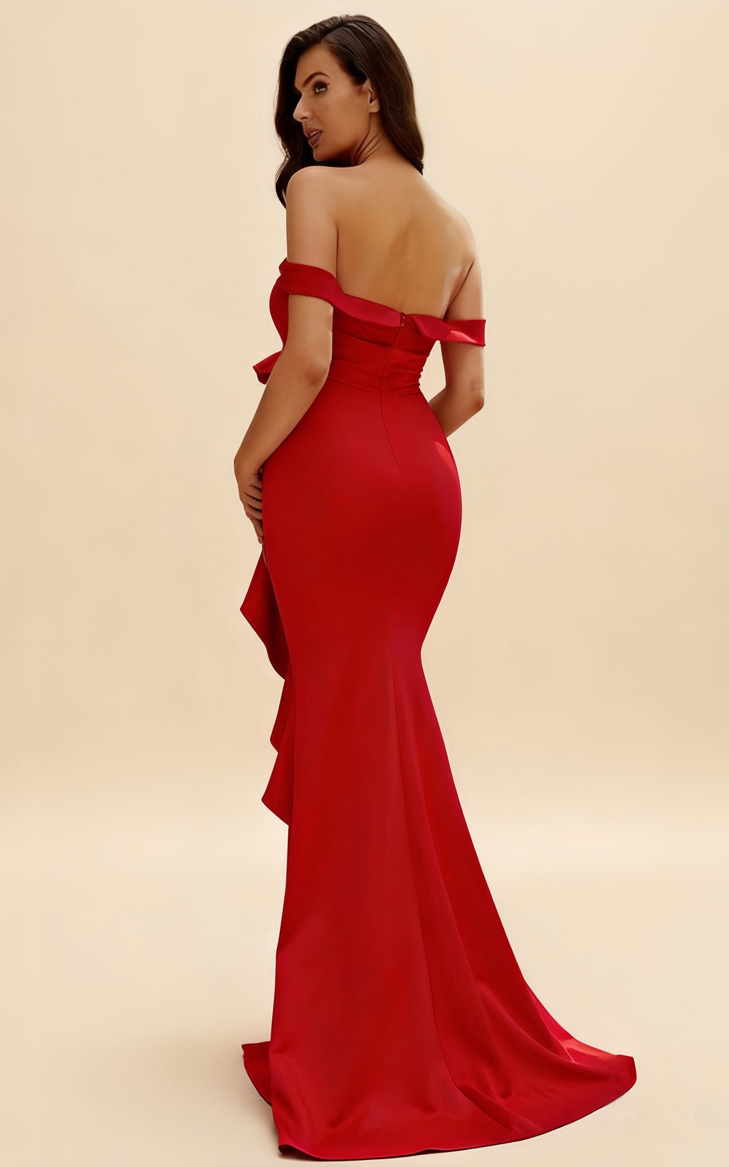 Mabel Off-Shoulder 3D Floral Maxi Dress In Red