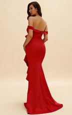 Mabel Off-Shoulder 3D Floral Maxi Dress In Red