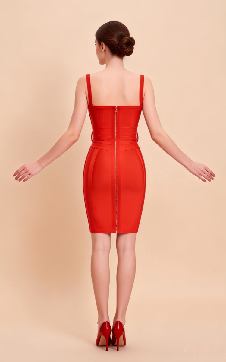 Maeve Red Belted Mini Bandage Dress Secondary image