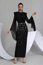 Margaux Black Mesh Diamond Bandage Dress