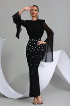 Margaux Black Mesh Diamond Bandage Dress