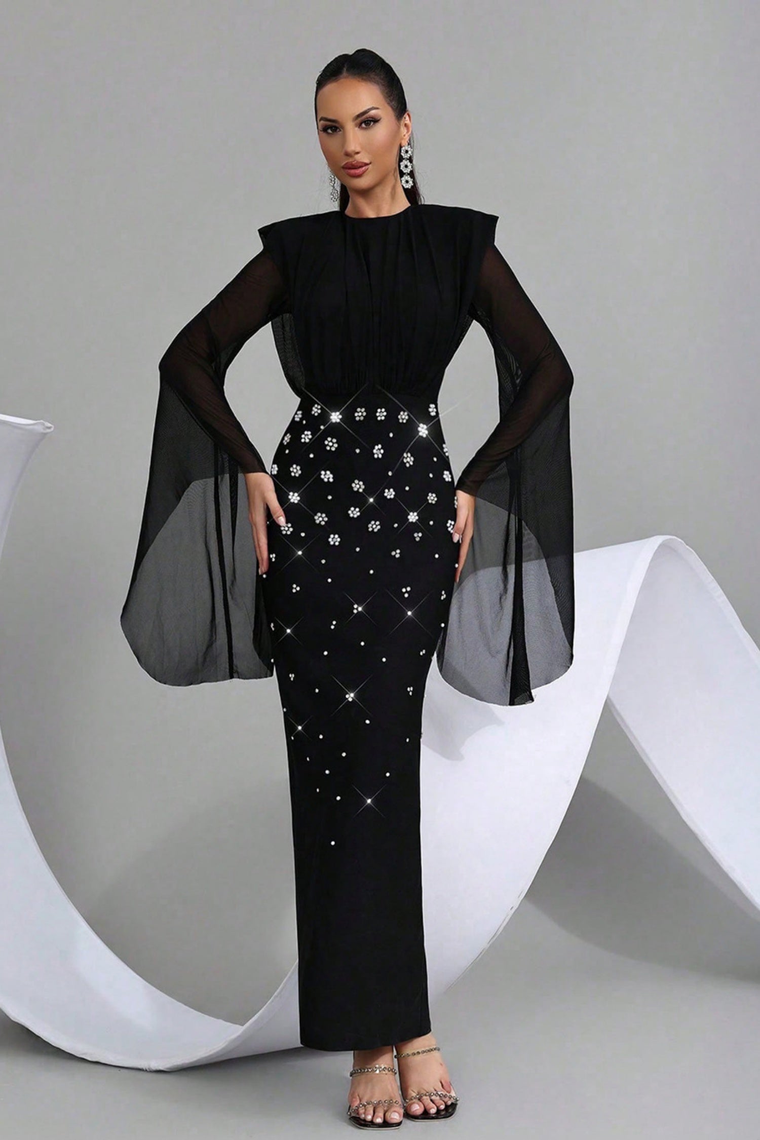 Margaux Black Mesh Diamond Bandage Dress Main image