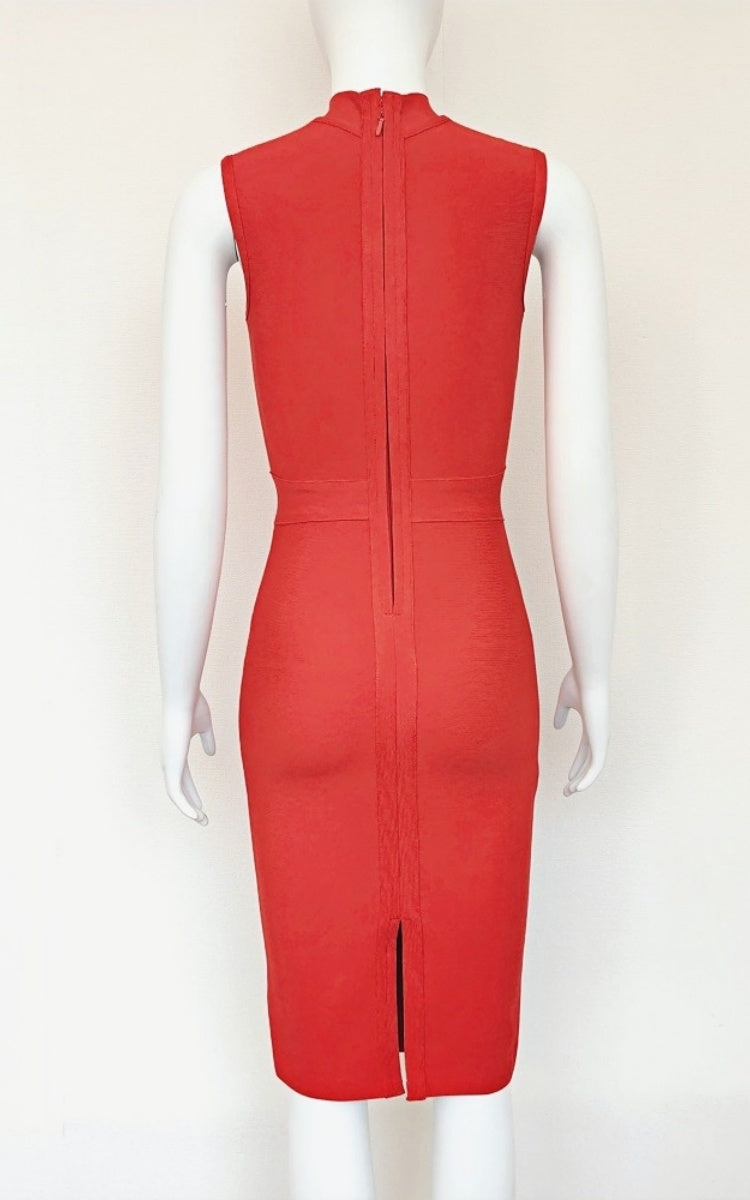 Marius Red Sleeveless Midi Bandage Dress