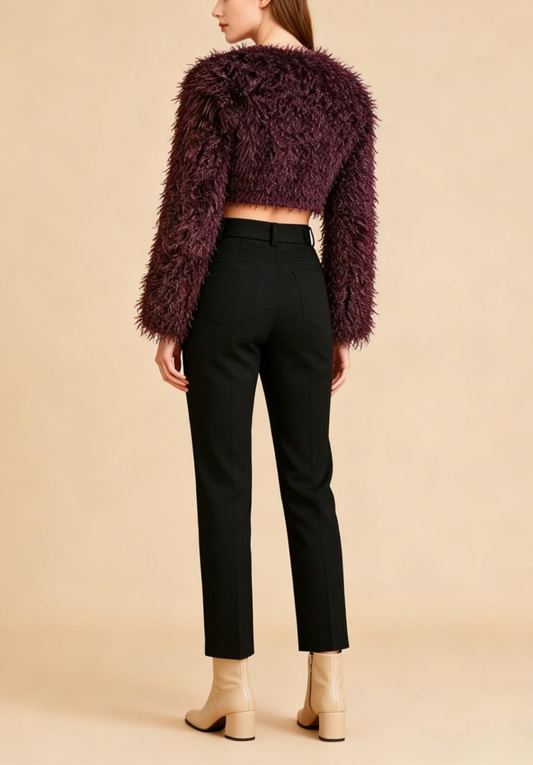 Marley Burgundy Faux Suede Long-Sleeve Jacket