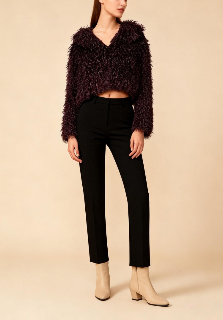 Marley Burgundy Faux Suede Long-Sleeve Jacket