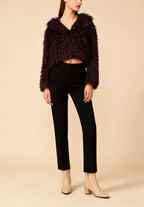 Marley Burgundy Faux Suede Long-Sleeve Jacket
