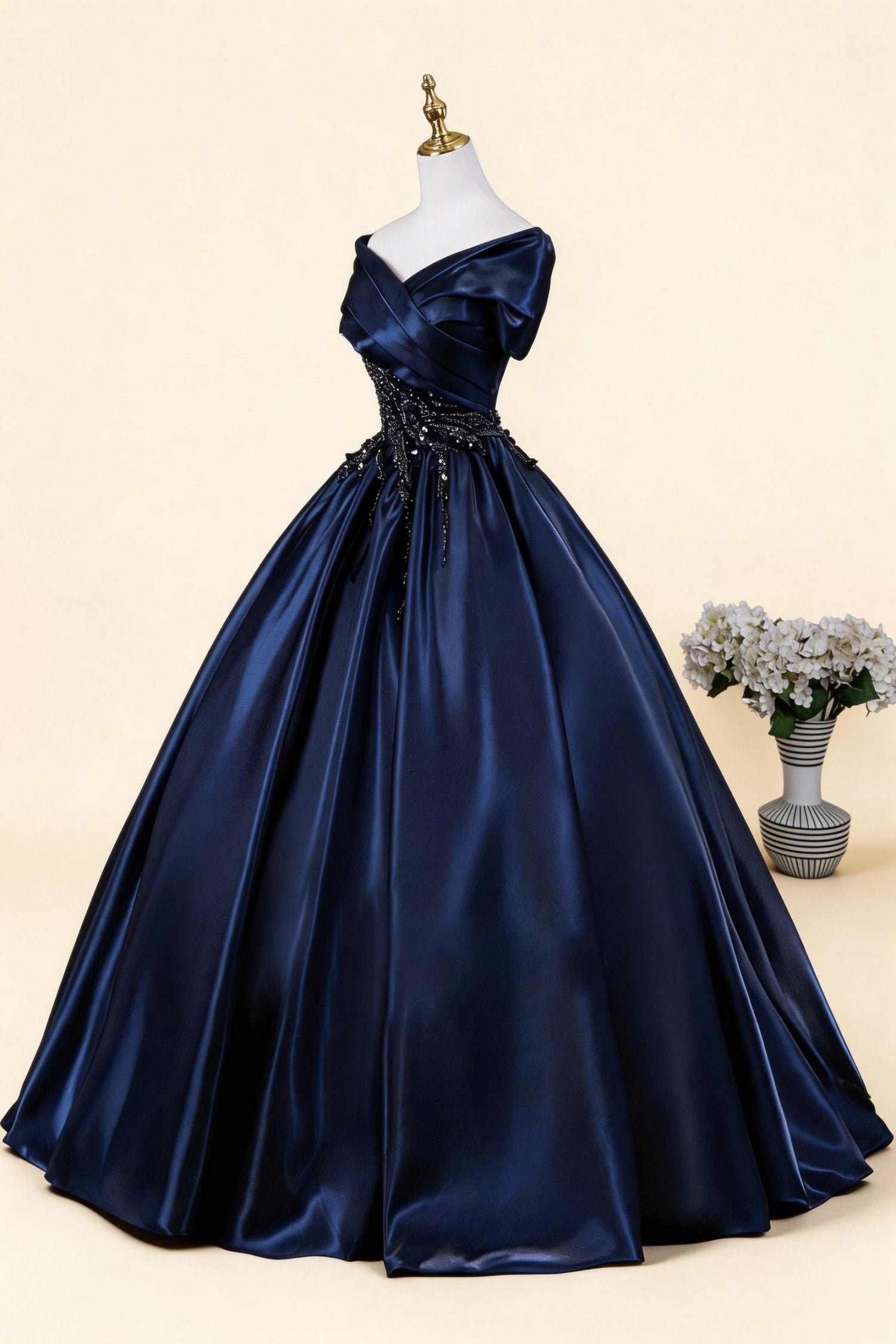 Maureen Navy Blue Off-Shoulder Maxi Dress Secondary image