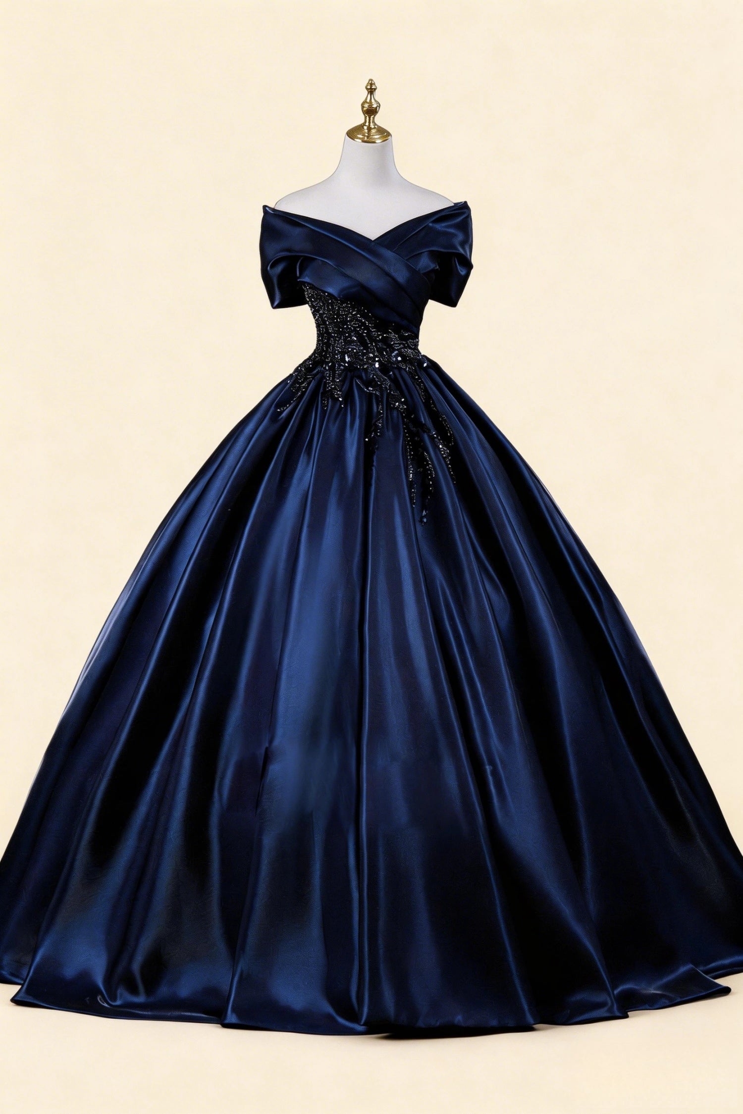 Maureen Navy Blue Off-Shoulder Maxi Dress Main image
