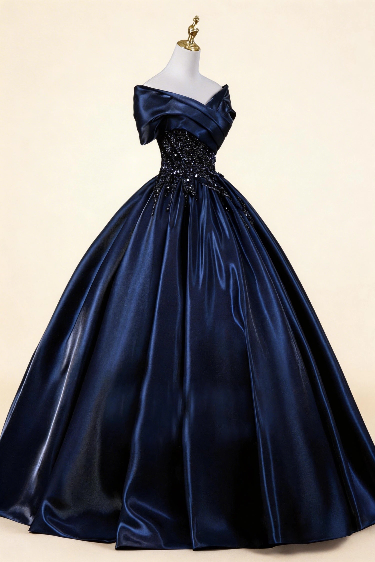 Maureen Navy Blue Off-Shoulder Maxi Dress