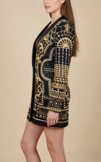 Maya Yellow Pearl Print Midi Dress