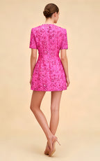 Miles Pink Jacquard Sequin Mini Dress