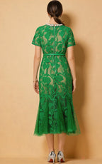 Mira Green Lace Pearl Mermaid Dress