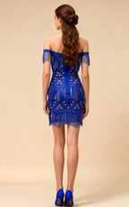 Nico Blue Sequin Mini Cocktail Dress