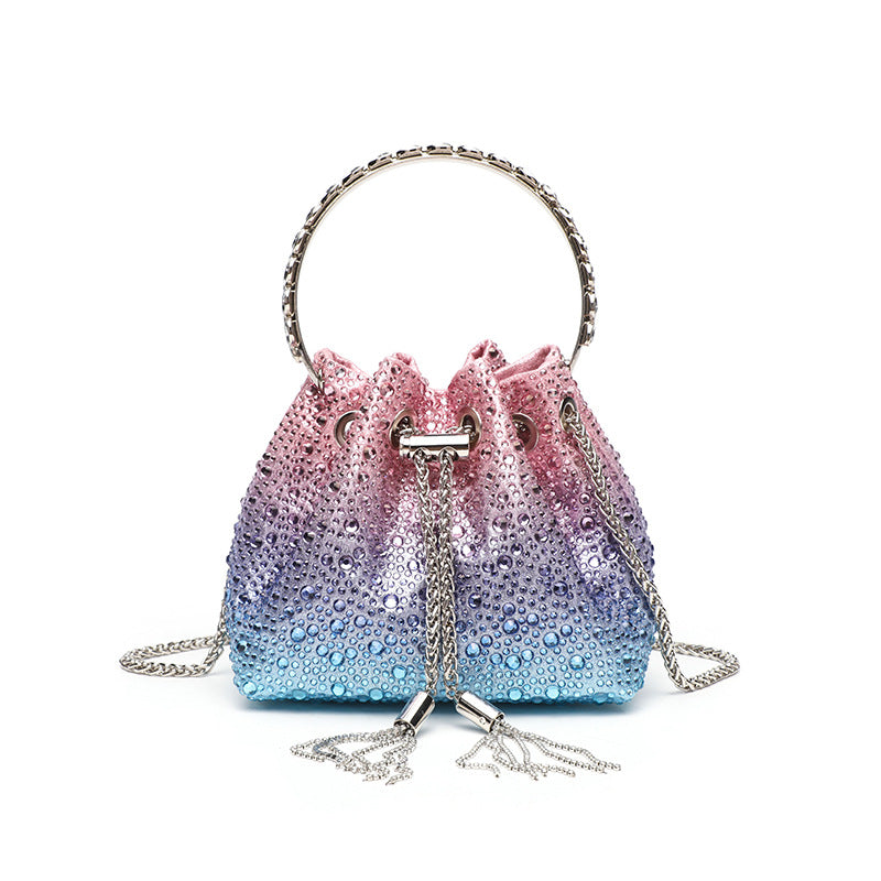 Talon Gradient Rhinestone Fringe Handbag