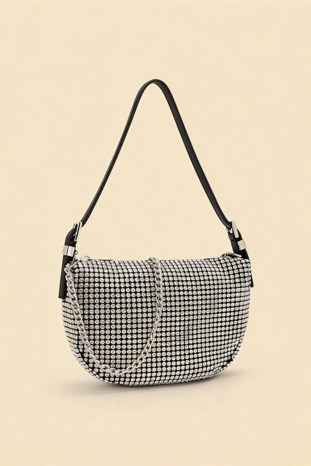 Olga Silver Rhinestone Shoulder Bag