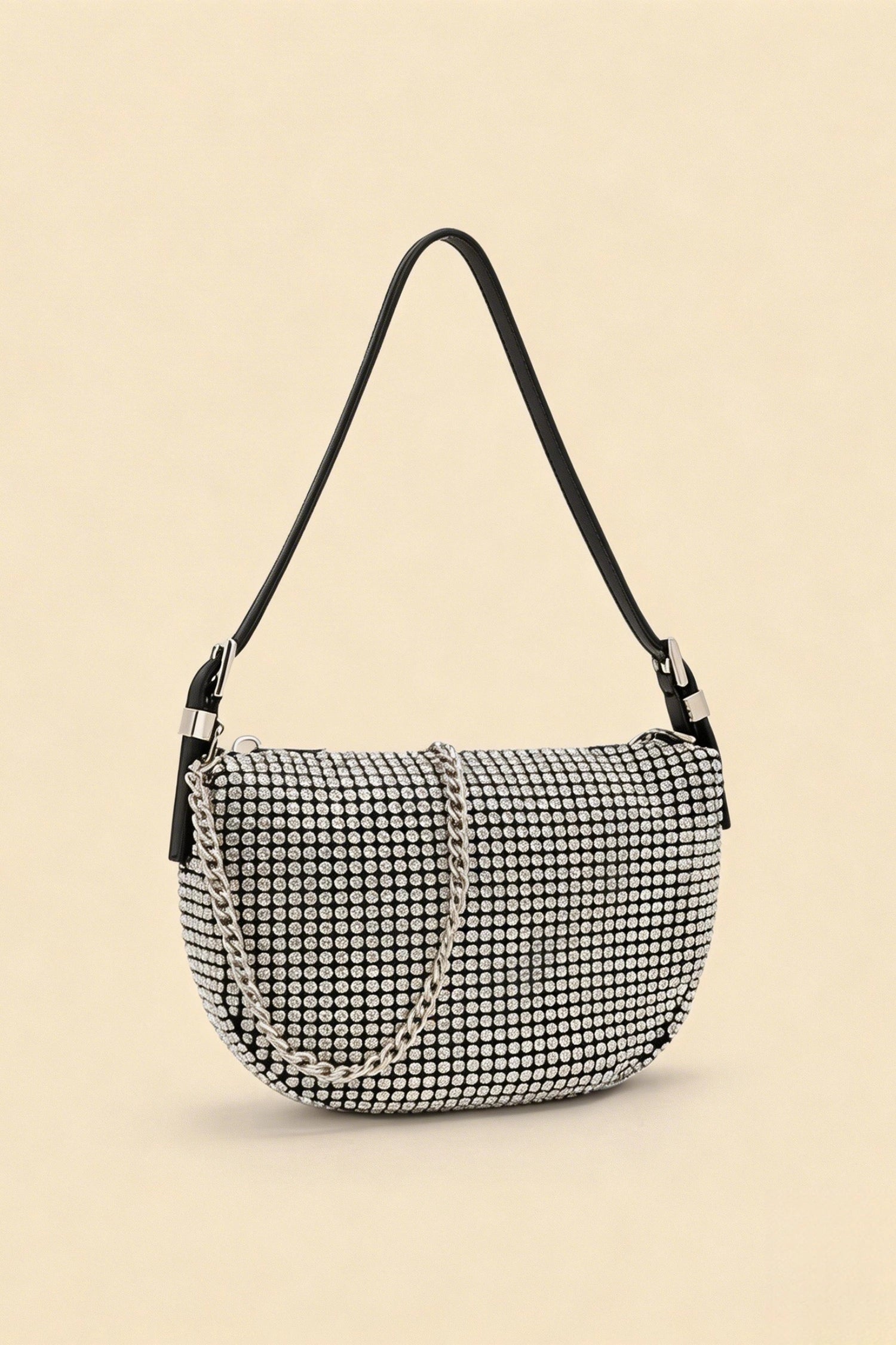 Olga Silver Rhinestone Shoulder Bag