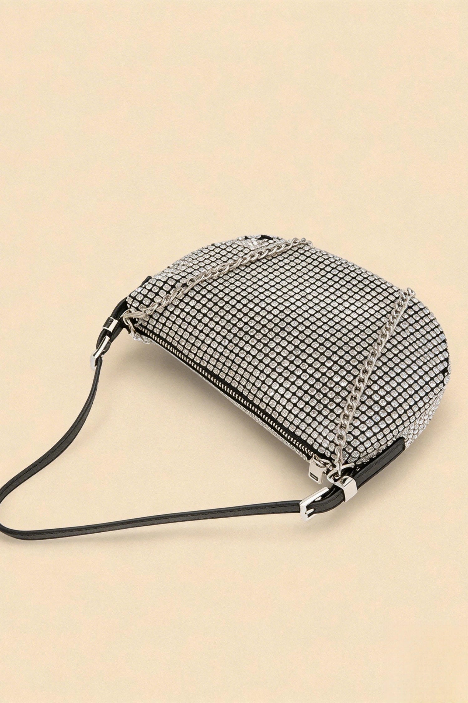 Olga Silver Rhinestone Shoulder Bag