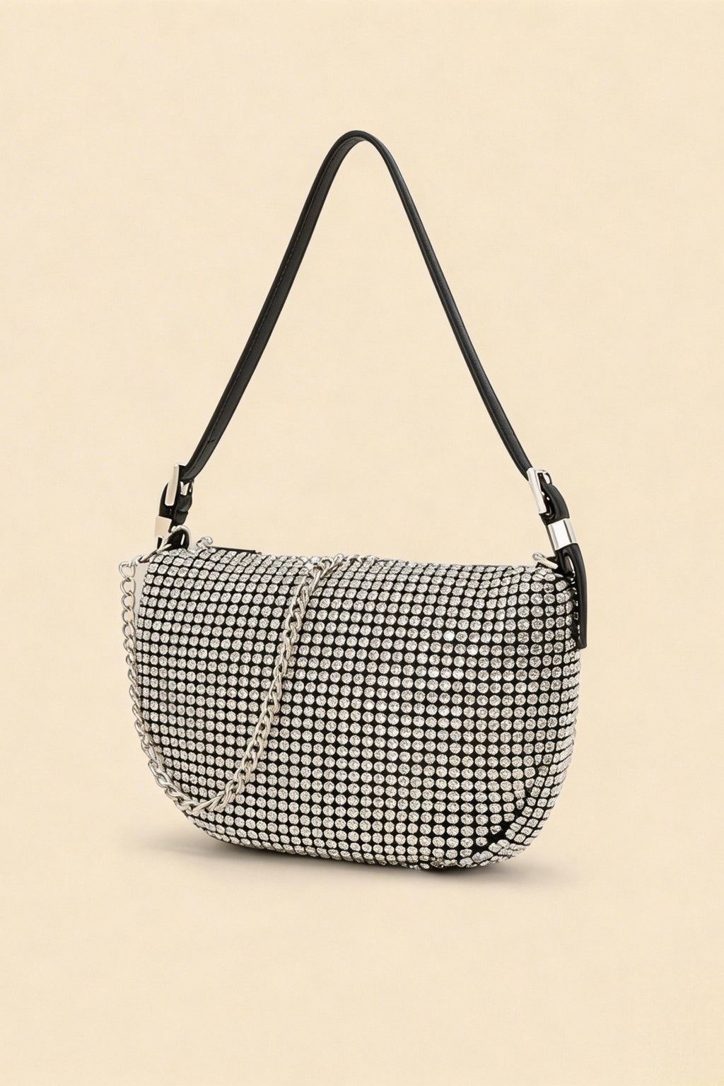 Olga Silver Rhinestone Shoulder Bag