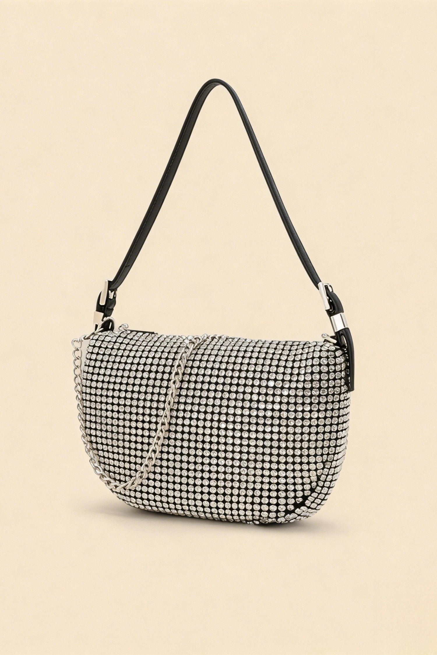 Olga Silver Rhinestone Shoulder Bag