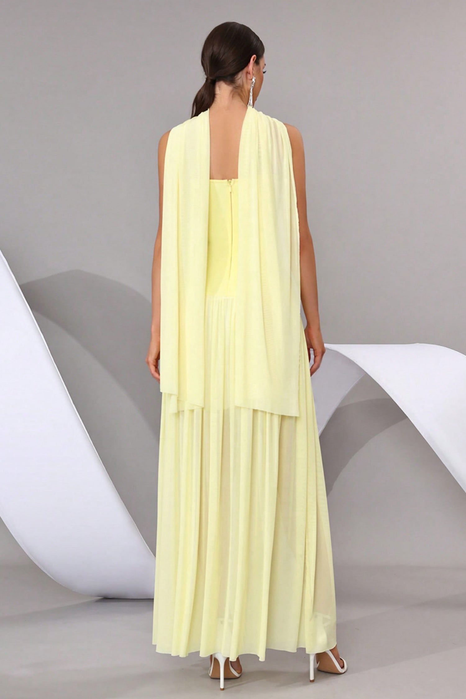 Opal Yellow Rhinestone Pearl Bandage Evening Dress Secondary image