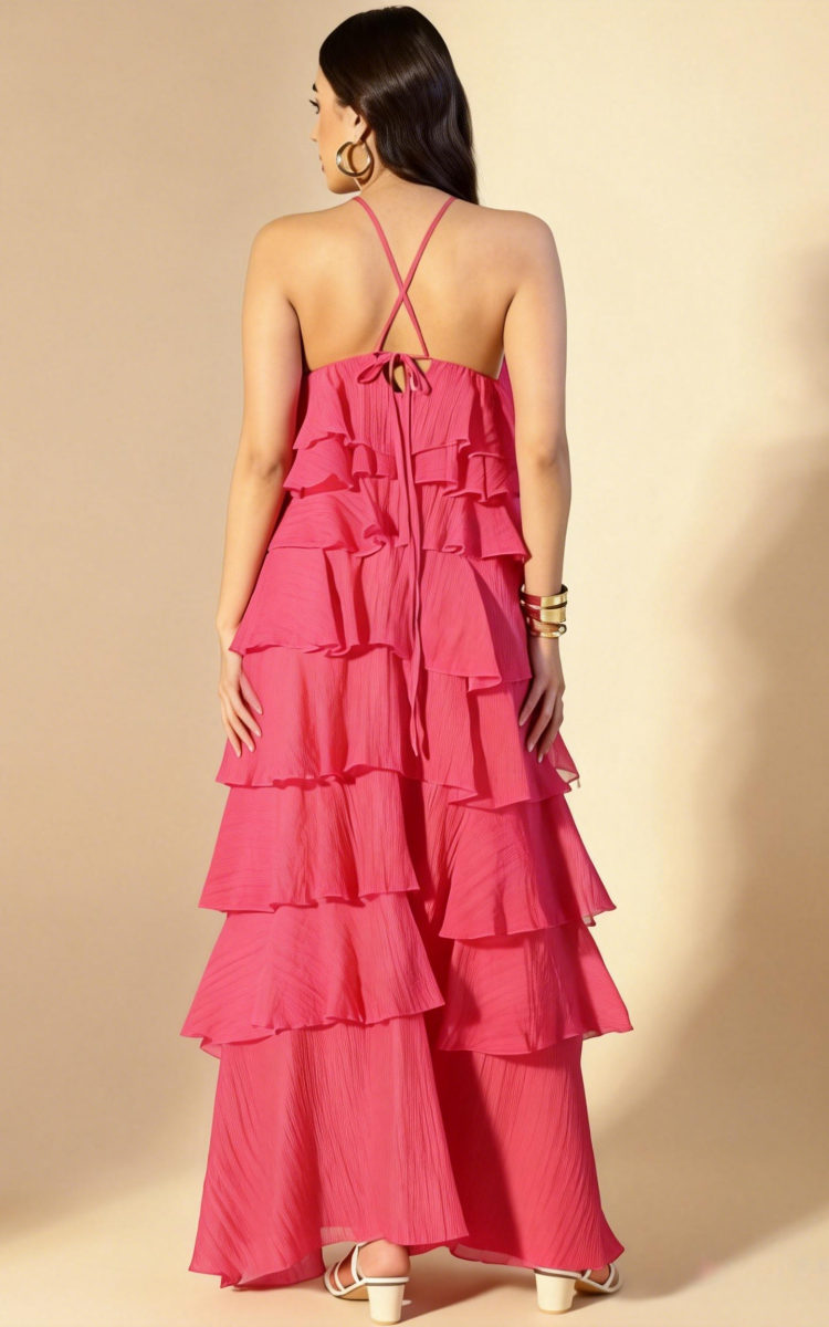 Ophelia Fuchsia Halter Chiffon Maxi Dress Secondary image